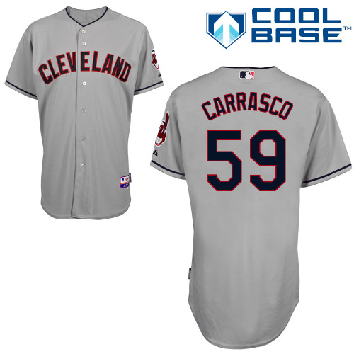 Carlos Carrasco #59 MLB Jersey-Cleveland Indians Men's Authentic Road Gray Cool Base Baseball Jersey